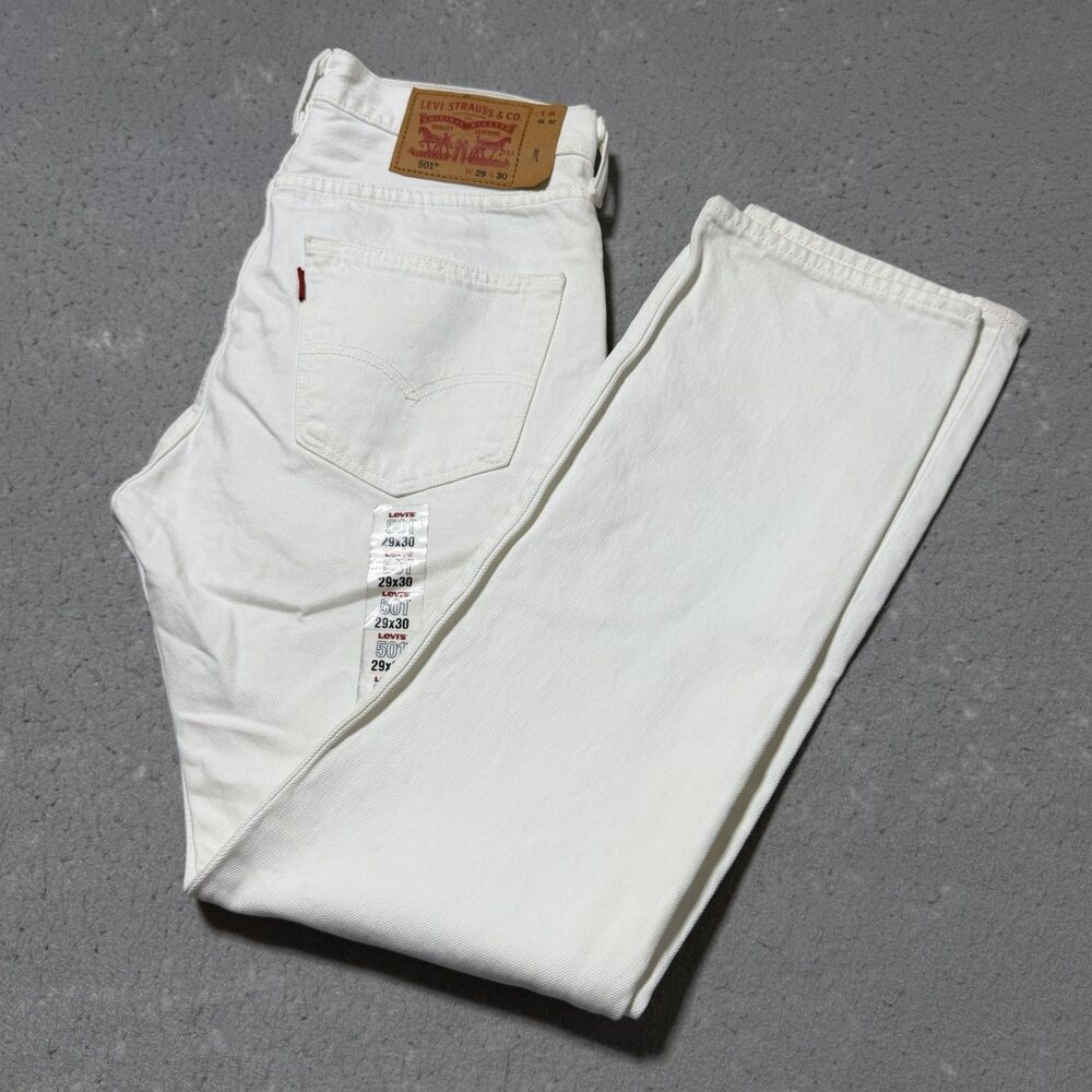 Levi's 501 Straight Jeans Mens 29 Light Wash White Denim Button Fly Cotton